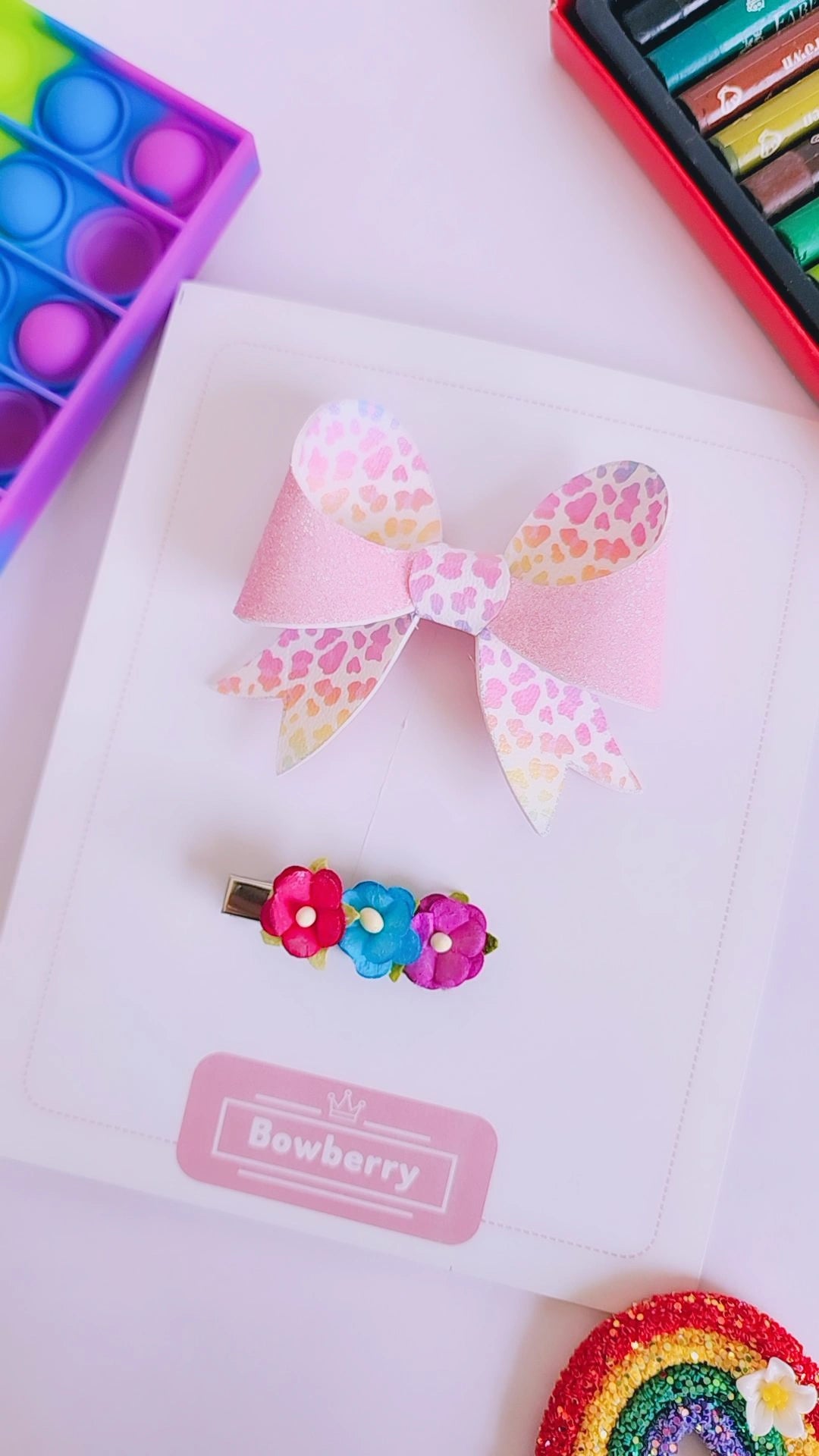 Pink Rainbow Sweetheart Bow