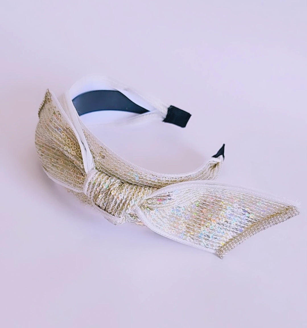 Gleaming White Bow Hairband