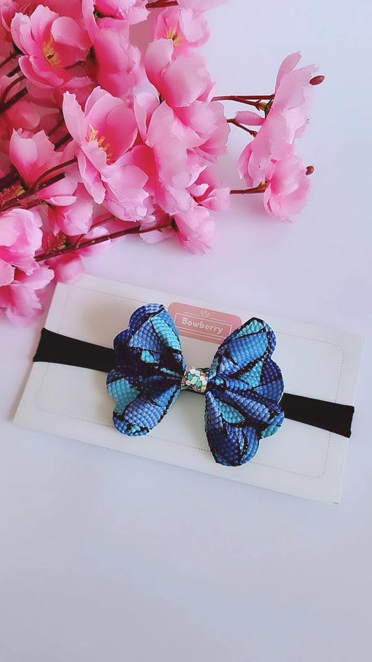 Blue Flutterfly bow headband