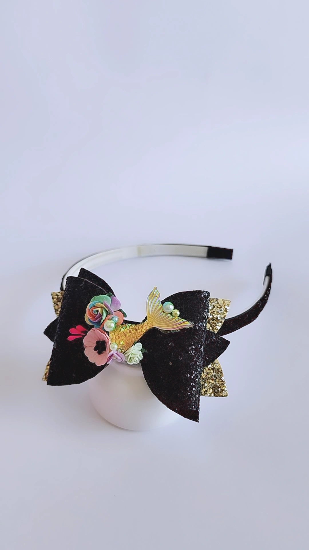 Golden Mermaid bow with Detachable hairband