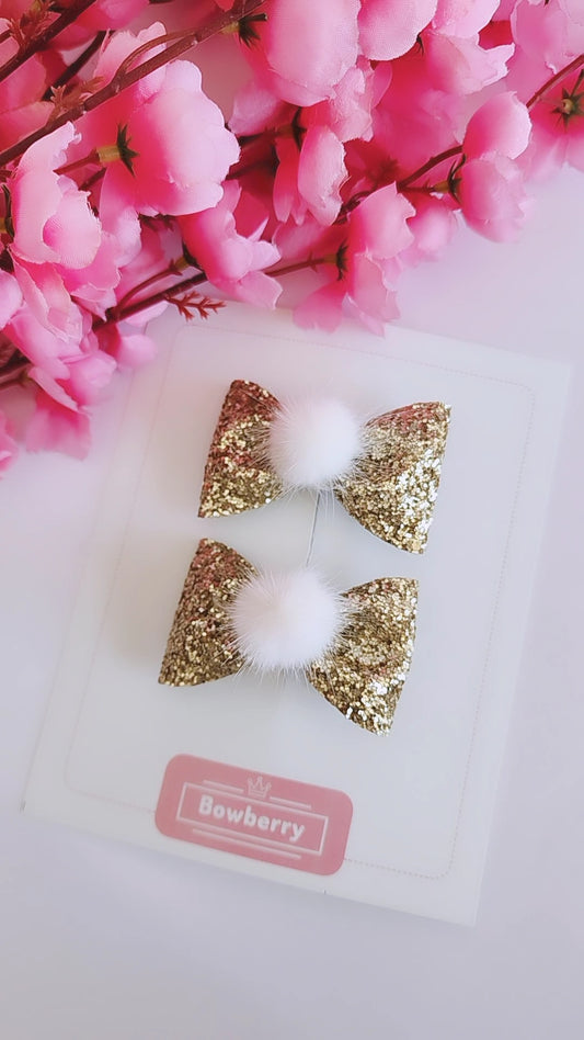 Golden Furry bow clip set