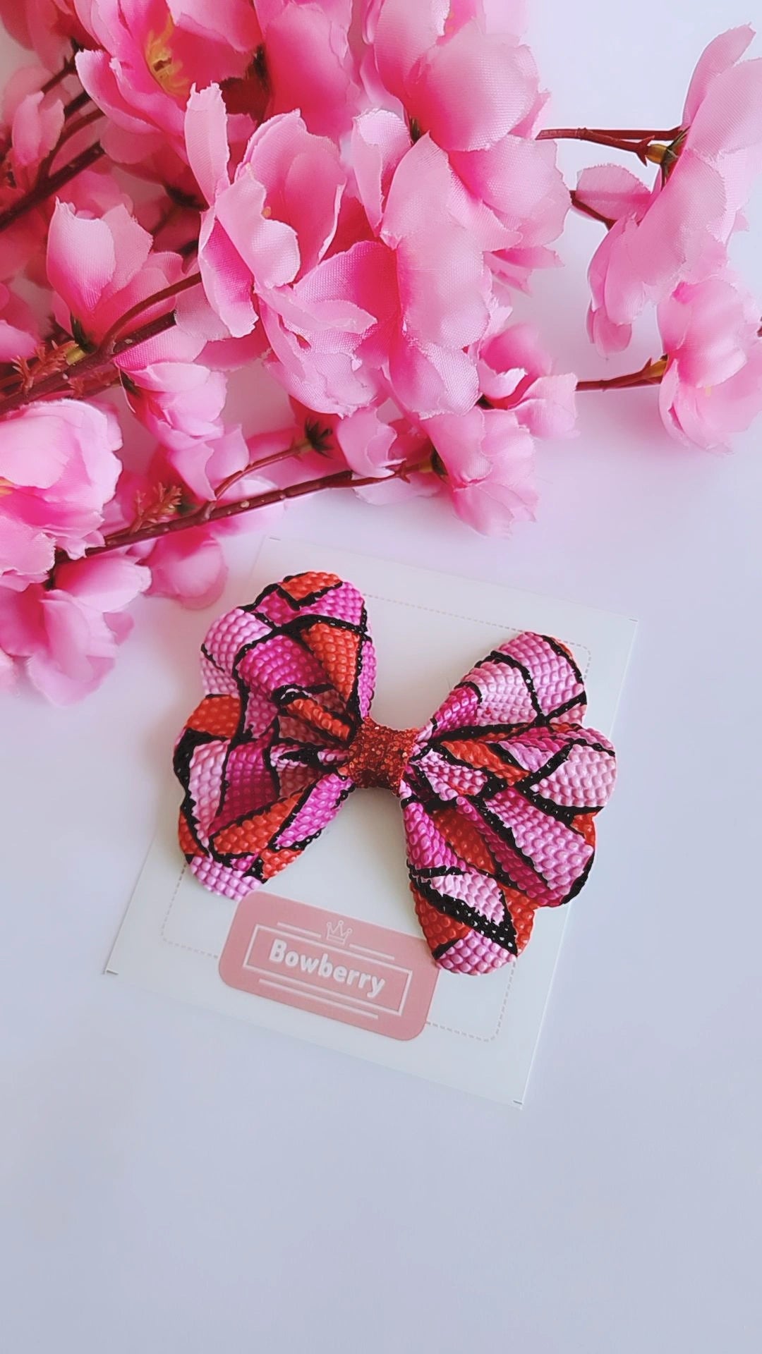 Pinky Red Flutterfly bow clip