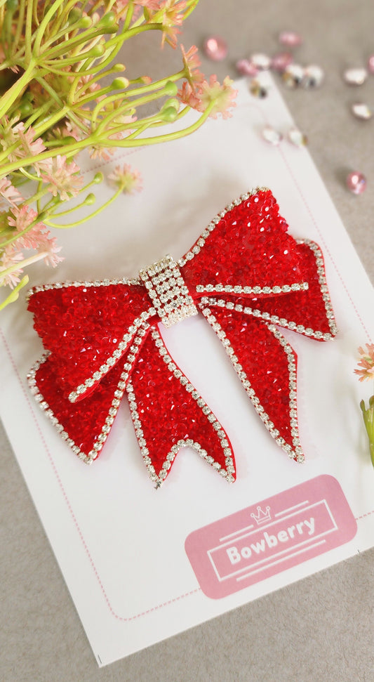 Ruby Embellished Bow Clip