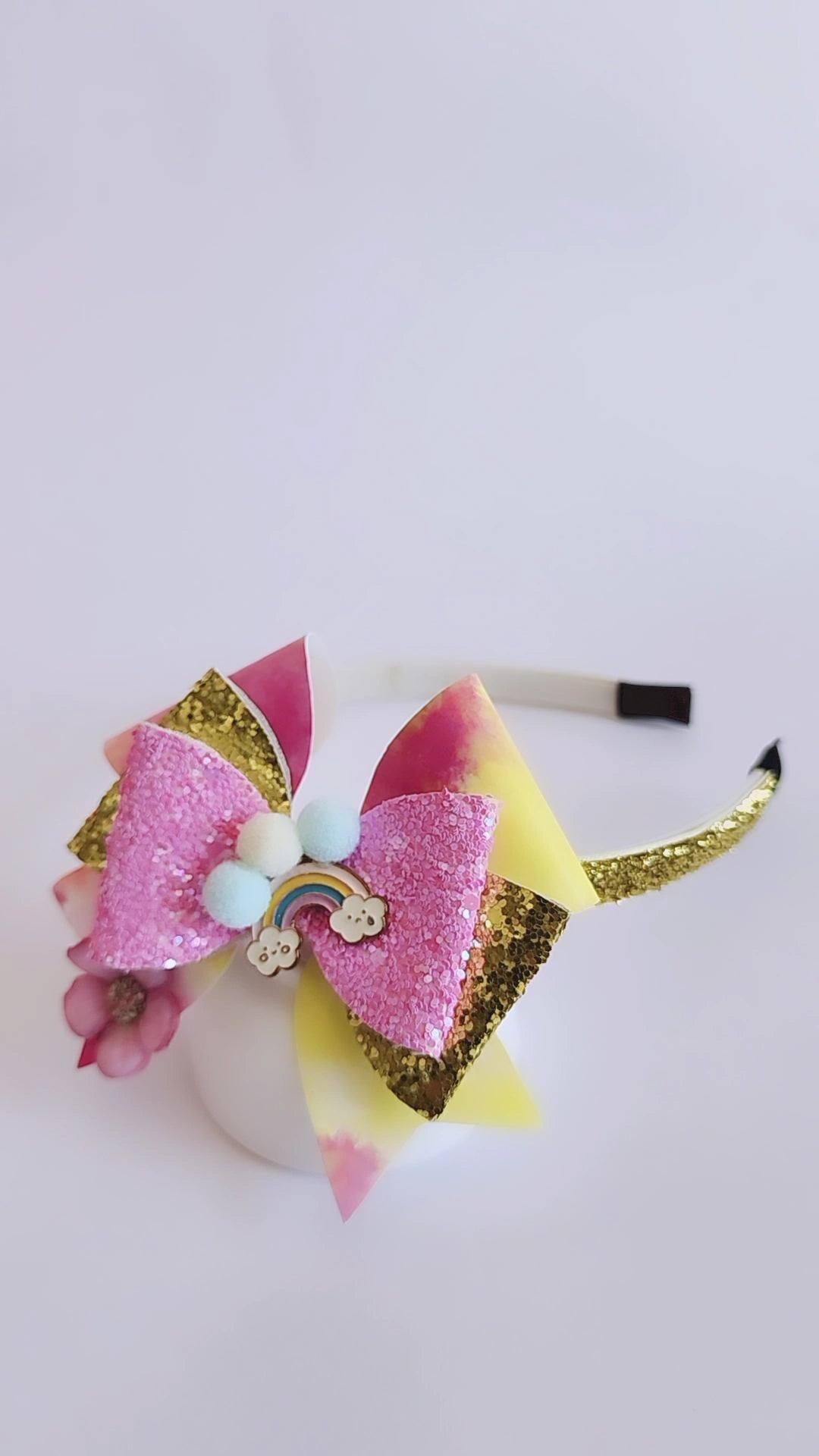 Sunset Rainbow bow with Detachable hairband