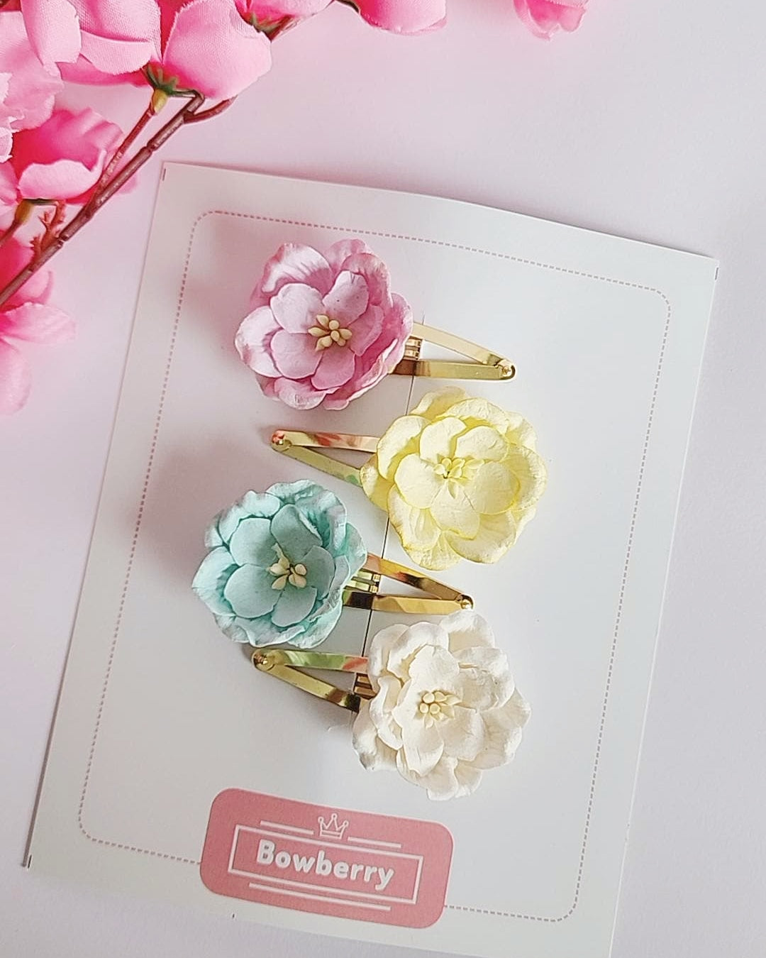 Pastel Flowers set on snap clips